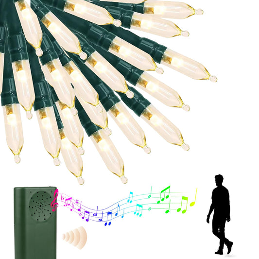 Green Convenience 33FT 100LED String Lights,Battery Christmas Music Light Waterproof,Motion Sensor Christmas Lights with 6 Modes for Indoor Outdoor Yard Patio Garden Xmas Tree Decor