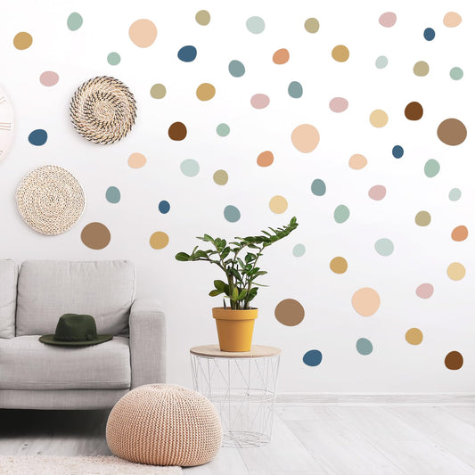 15 Sheet 300 Pcs Irregular Polka Dots Boho Wall Decal Terrazzo Playroom Bedroom Removable Modern Vinyl Boho Wall Stickers(Boho Color)