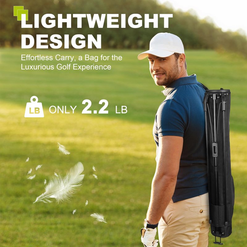 uniHimal Golf Lightweight Stand Carry Bag– Easy to Carry and Durable Pitch n Putt Golf Bag for The Driving Range, Par 3 and Executive Courses–31.5 inches Tall (Black)