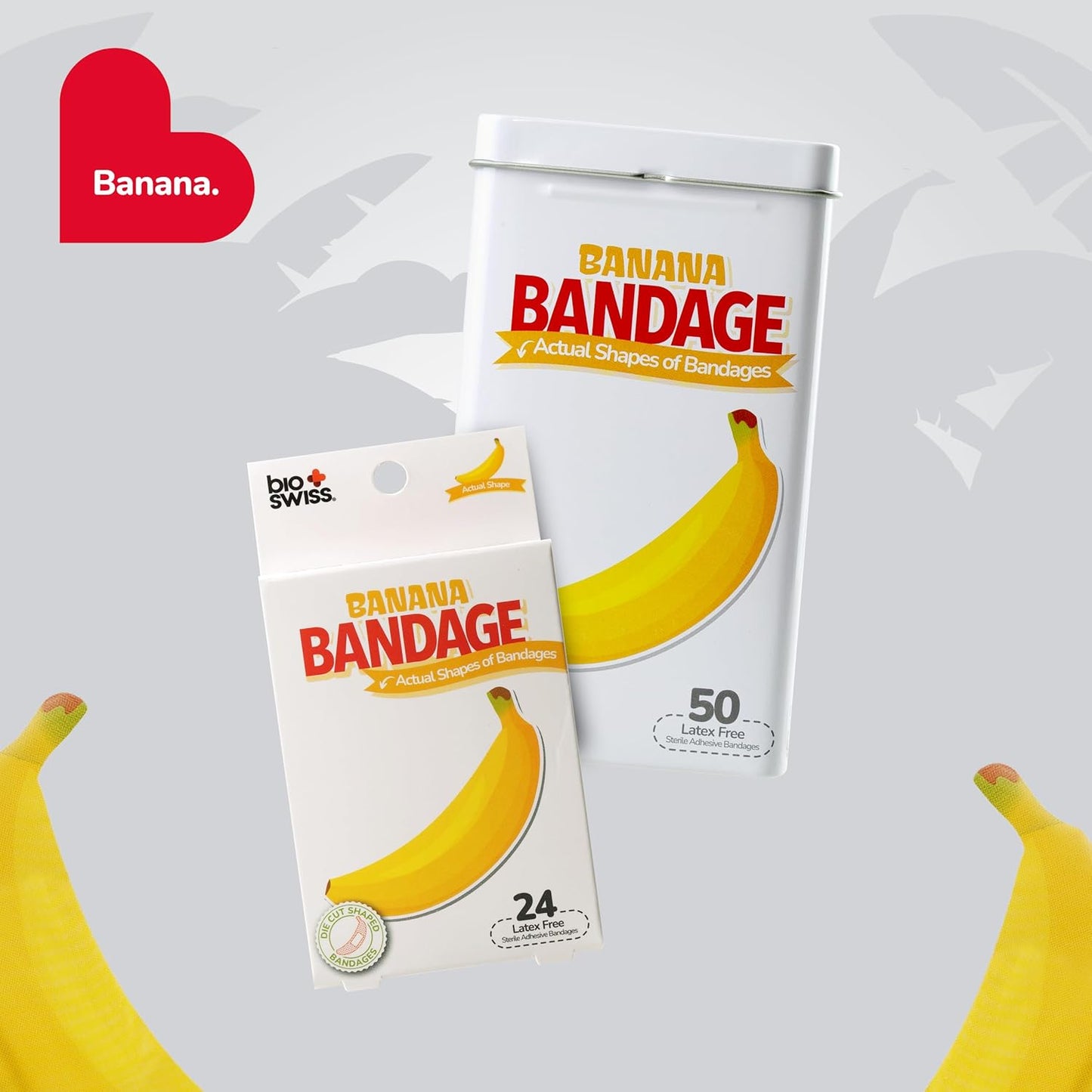 BioSwiss Self-Adhesive Banana Shaped Bandages - Latex Free & Sterile Wound Care | 50 Count
