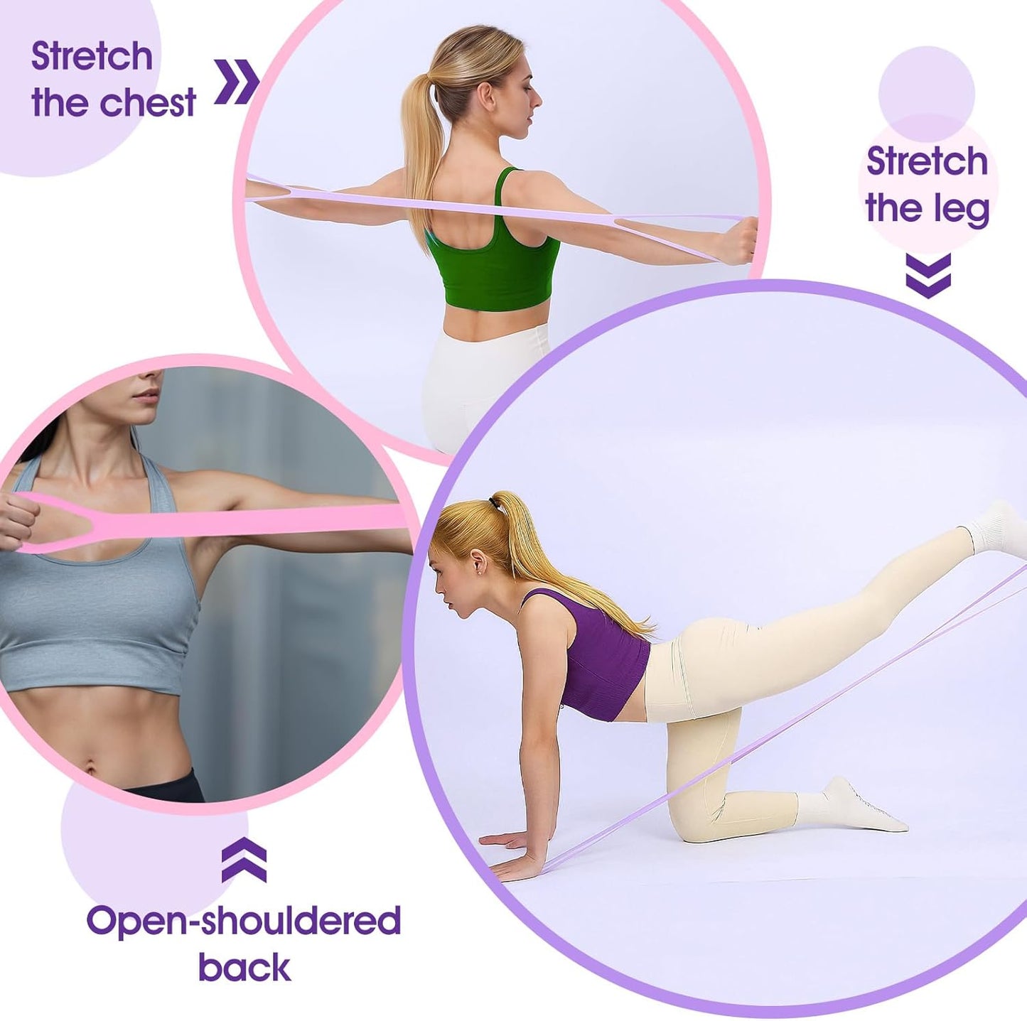 Skiennix Resistance Bands - Figure 8 Elastic Exercise Bands with Handles for Yoga & Pilates | Portable Home Gym Equipment