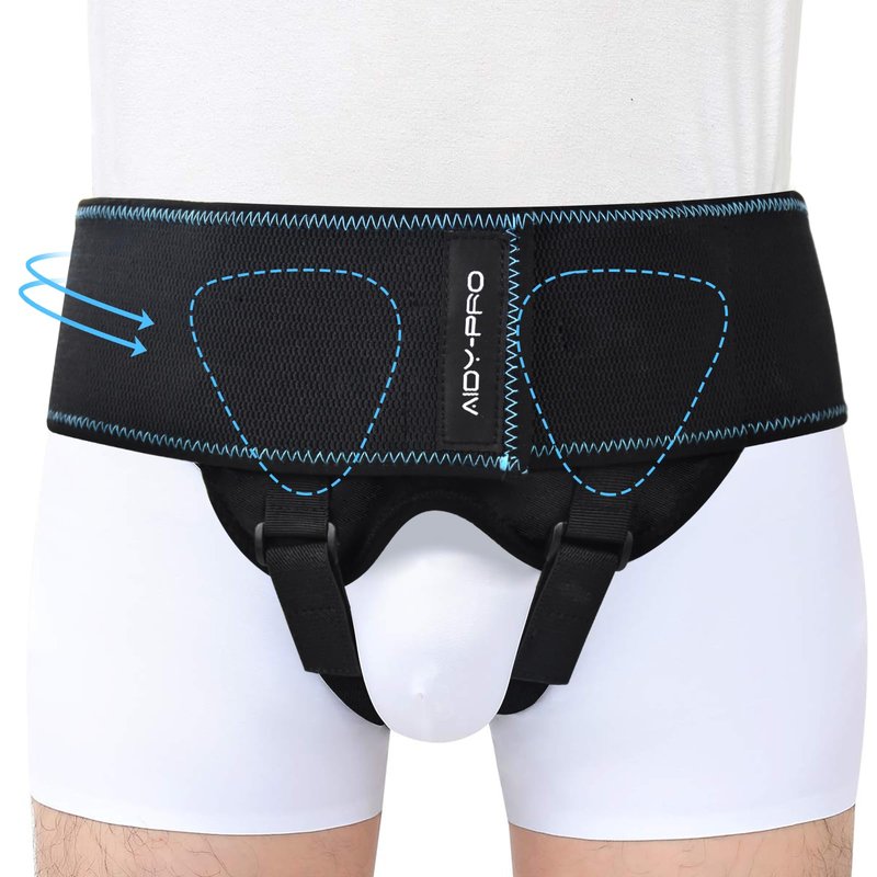 AIDY-PRO Inguinal Hernia Support for Men and Women Single/Double Hernia Truss, Inguinal Hernias Belt for Men and Women with 2 Removable Compression Pads Adjustable Waist Strap M