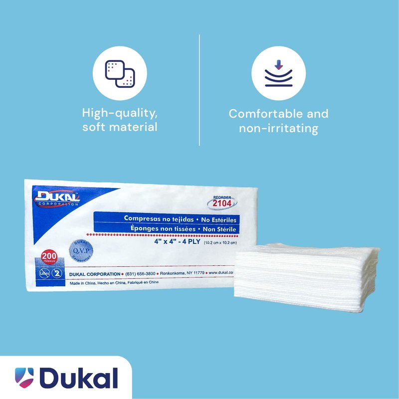 Non-Sterile Non-Woven Sponges, 4-Ply, 4" x 4"