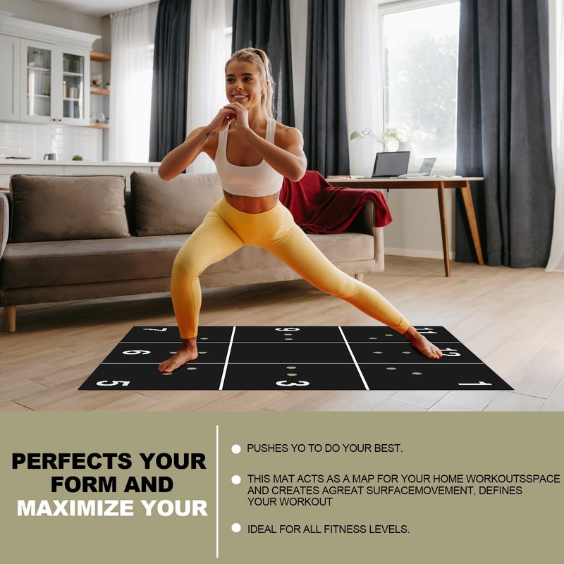 Maasechs Fitness Precision Mat Home Workout Equipment 4.6' x 4' x 2.2 mm Large Exercise Rubber Non Slip Mat for Yoga Pilates Cardio Fitness Home Gym Floor