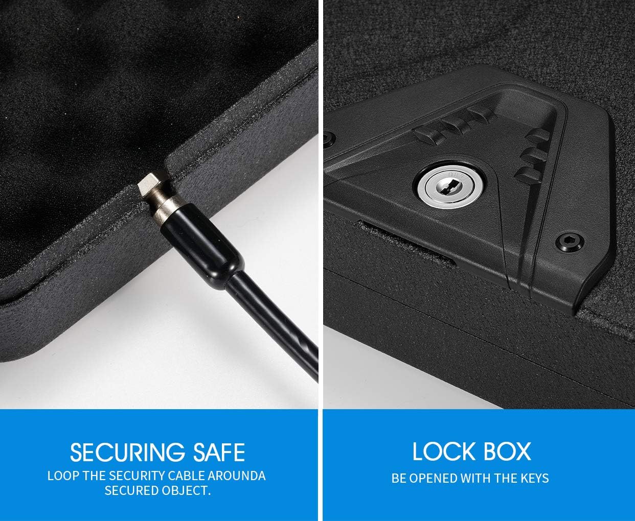 RPNB Gun Safe - Portable Handgun Security Lock Box with Key Access | Compact and Durable Design