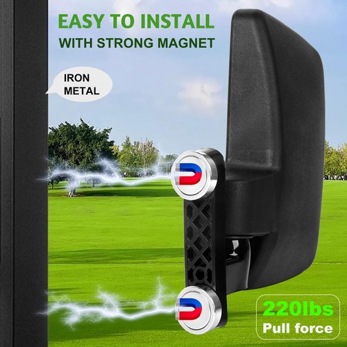 Omgro No Drilling Golf Cart Side Mirrors for EZGO Club Car Yamaha, Strong Magnetic HD Shatterproof Side View Golf Cart Mirrors, 2 Pack