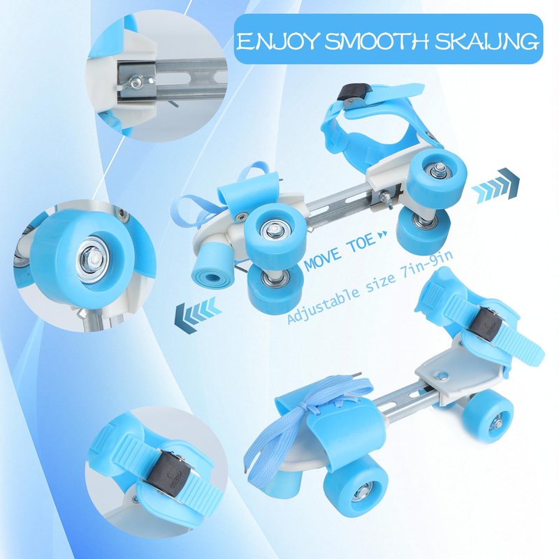 Roller Skates for Girl Boy,Quad Rollerskate for Little Kid Age 2-5, Adjustable Size from 6C-12C,Retractable Skates for Beginning with Knee,Hand Protection, Birthday Gift Indoor Outdoor Sport