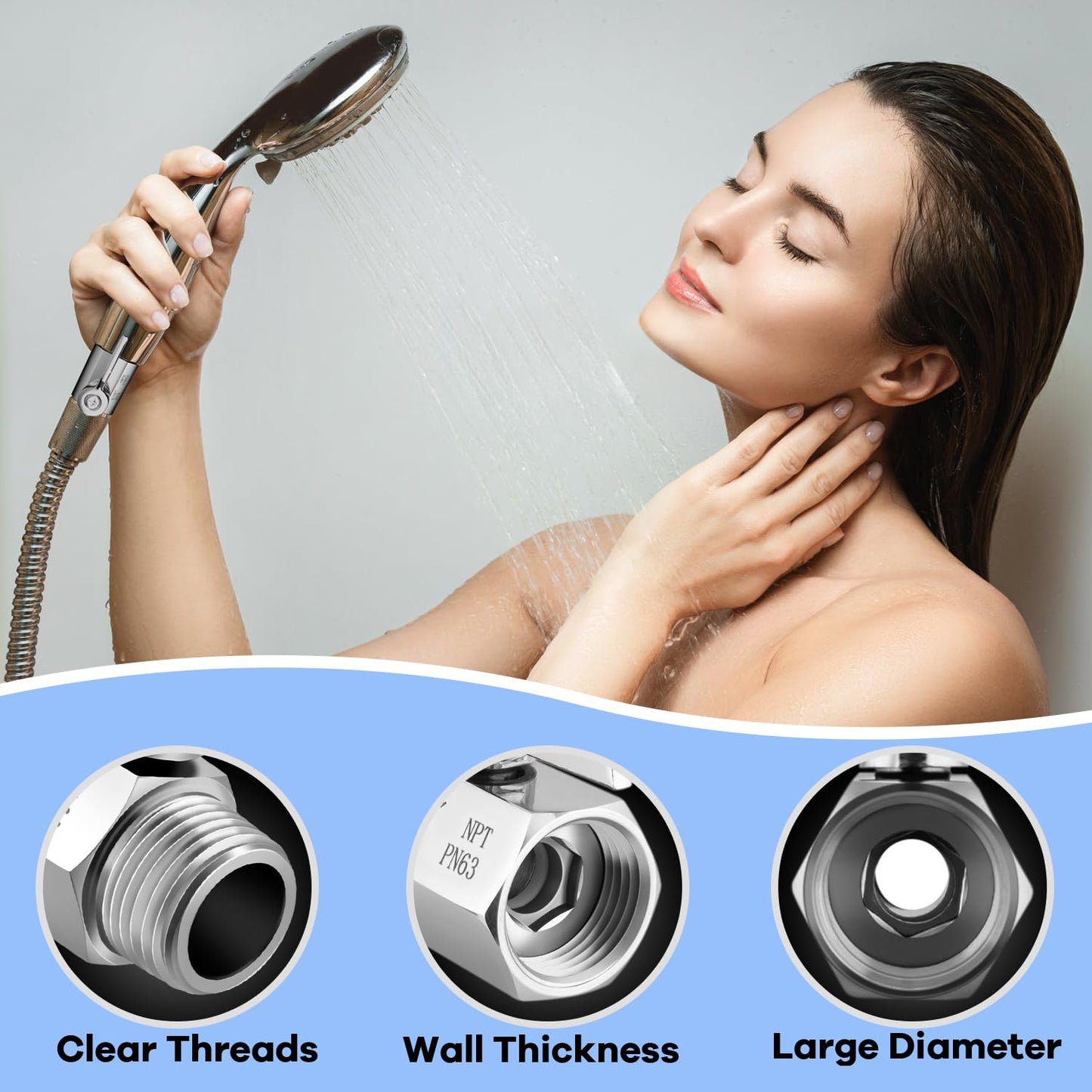 Shower Shut Off Valve, Shower Head Shut Off Valve with Handle Lever, 1/2" NPT Water Flow Control Valve, 304 Lead-Free Stainless Steel Mini Ball Valve Adjustable Water Pressure Regulator（1 Packs）