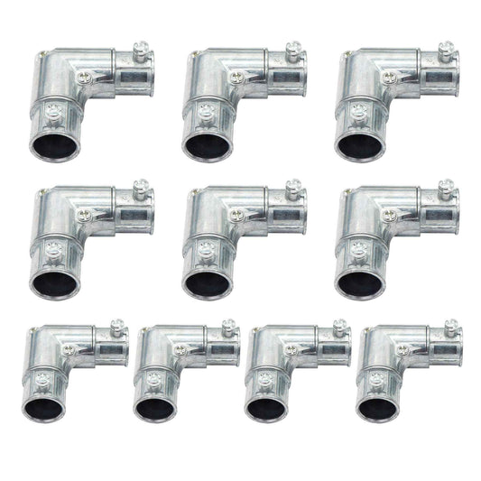 Qlvily 10 Pieces 1/2 Inch EMT to EMT 90 Degree Inside Corner Pulling Elbows, Electrical Metallic Tube Zinc Die Cast Elbow Capped Coupling, Combo Head Set Screw