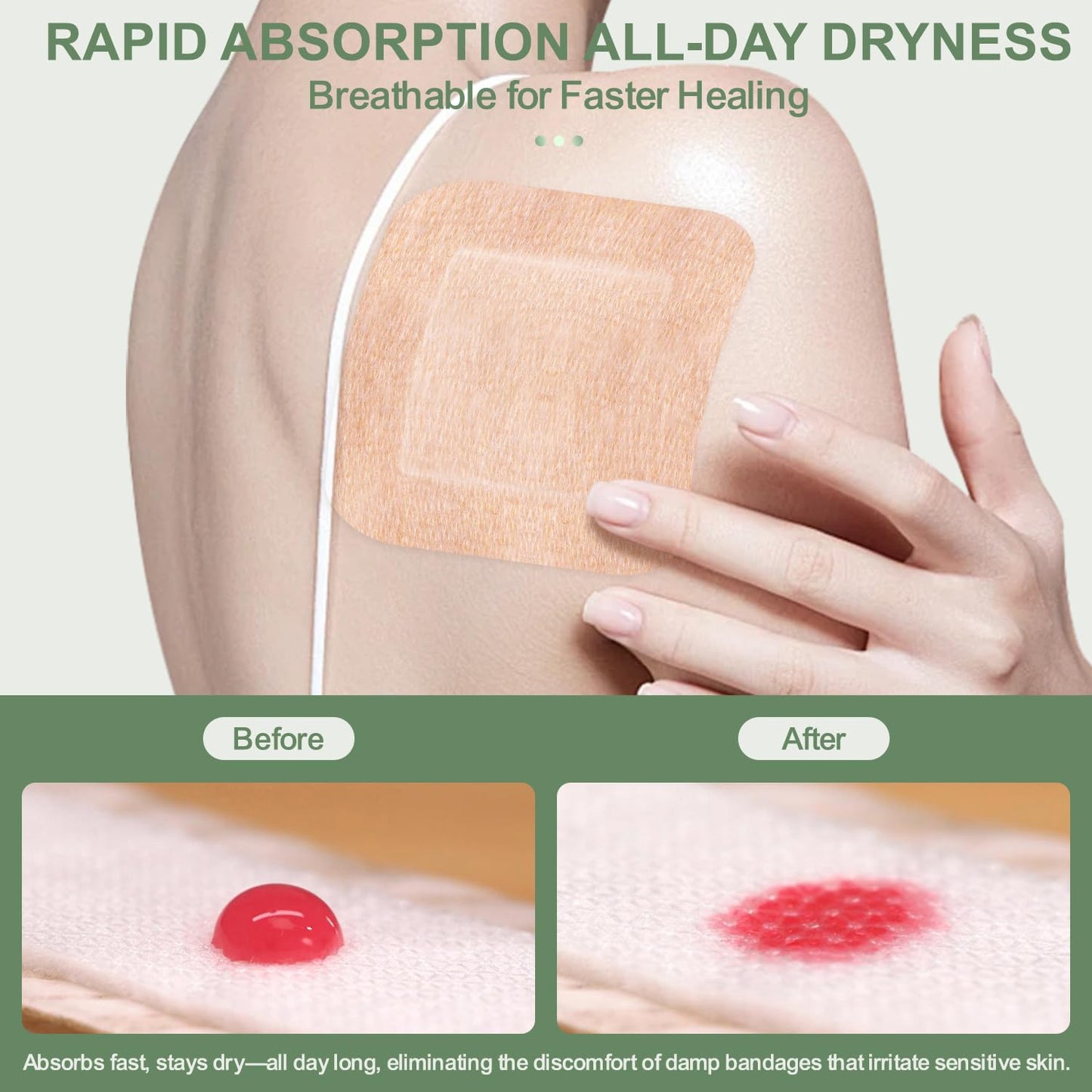 Hysimedy Silicone Bandages for Sensitive Skin 4"x4" Painless Easy Removal Latex Free Flexible Fabric Hypoallergenic Breathable Extra Large Bandages for Wounds for Geriatric and Children 15 Counts