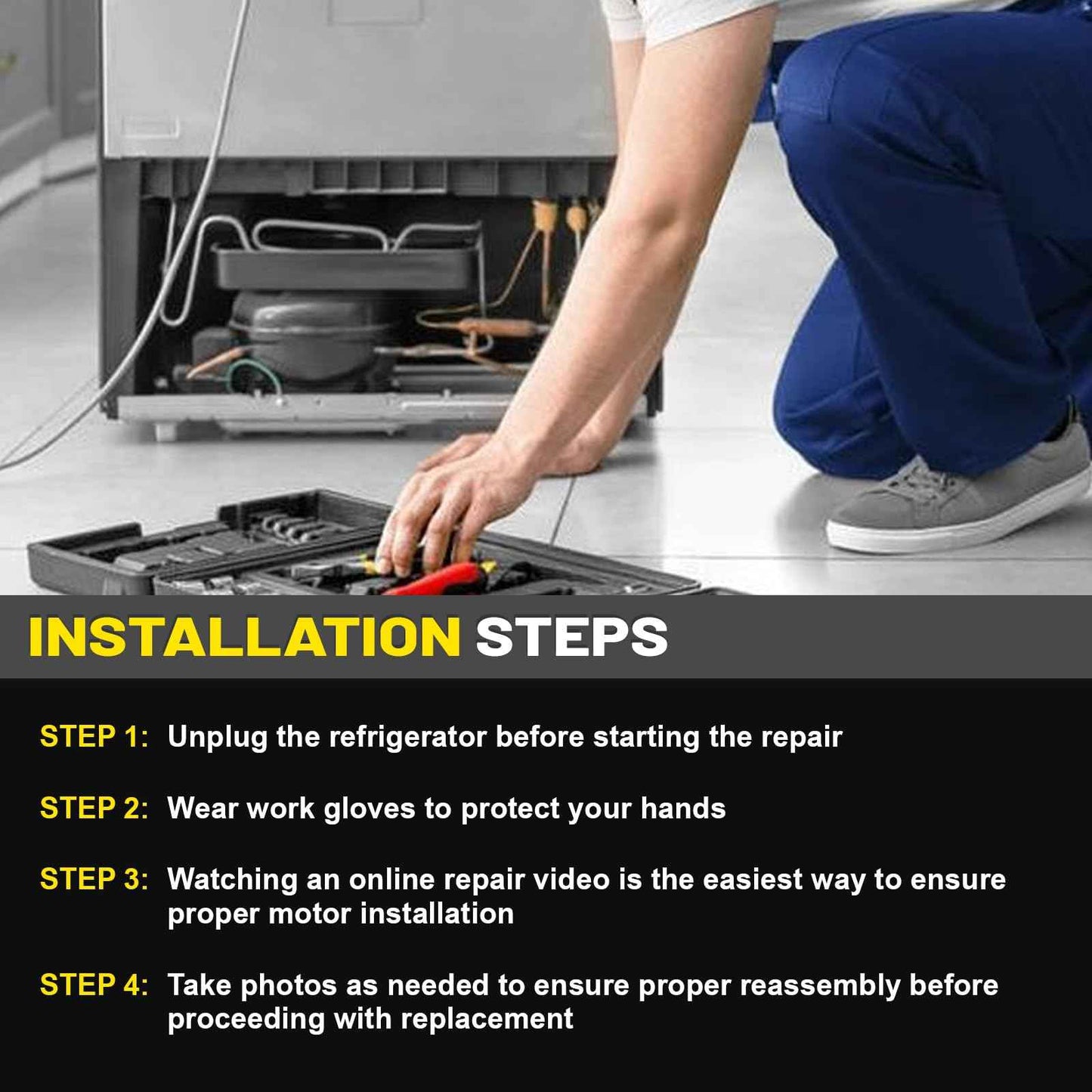 242077702 242077705 Refrigerator Evaporator Fan Motor Compatible with Frigidaire Kenmore Crosley Replaces FDQC18EL4F 242077701 5304514392 A03788604 Blower Motor