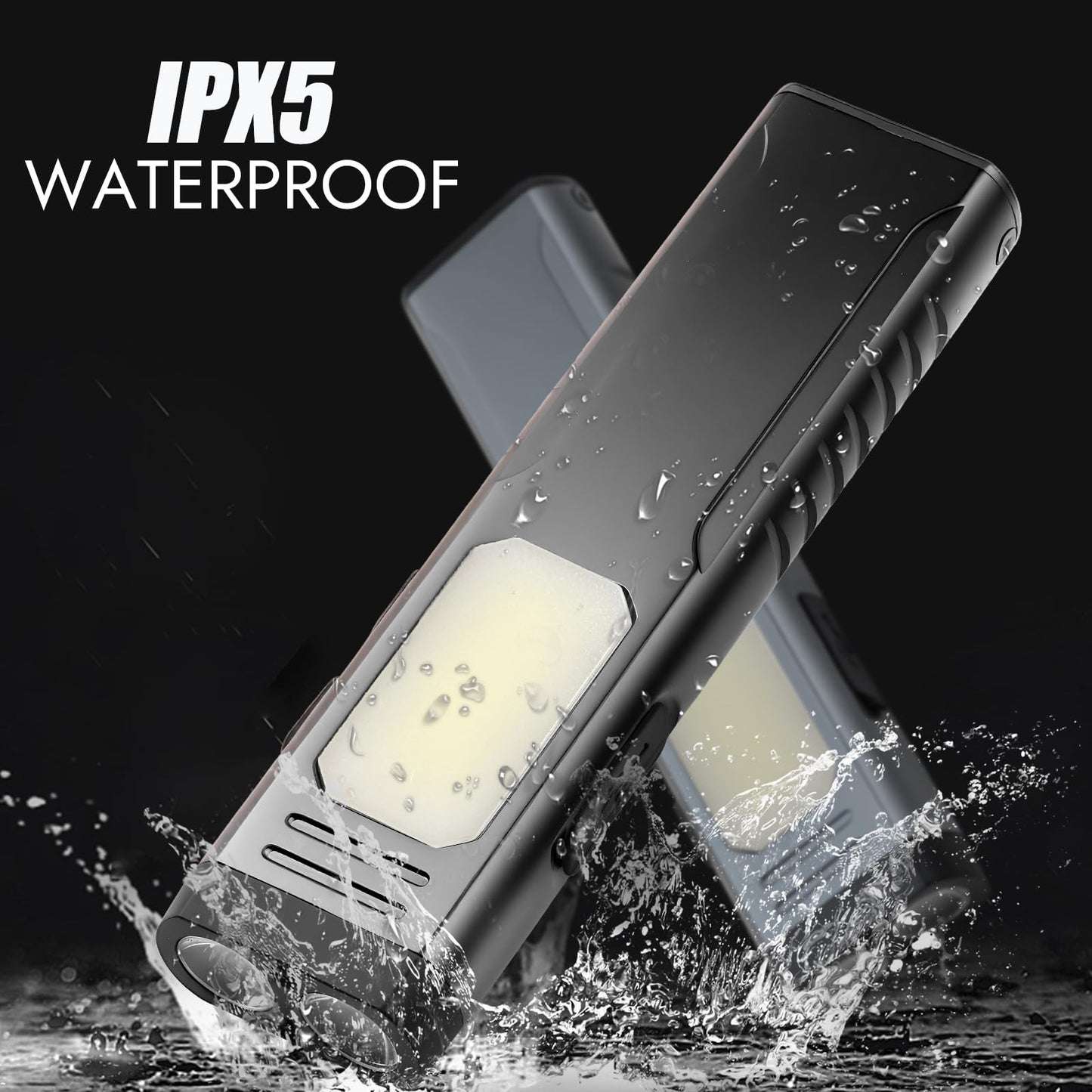 Annteneo Rechargeable EDC Flashlight with Sound Beeper, Portable Flat Pocket Flashlights, Small Magnetic Flashlight, 7 Mode Side Light Clip On Handheld Flashlight for Outdoor Home Working, Black