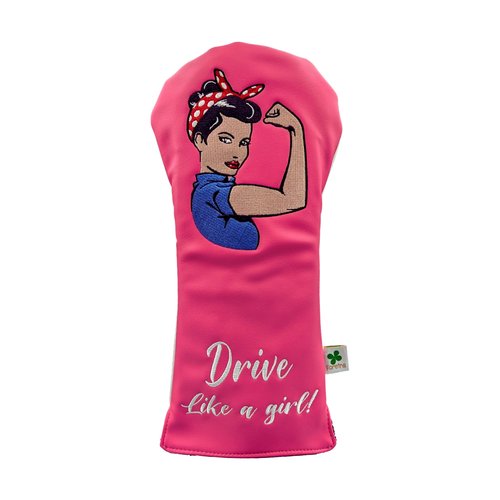 Foretra Driver Headcover | Leather Golf Club Covers | Drive Like a Girl Novelty Golf Head Covers Essential Golfer Accessories for Men Women | Universal Fit for Golfing Clubs