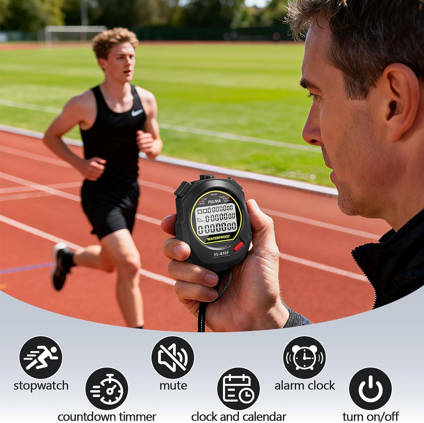 Skiennix Waterproof Stopwatch Timer - 10 Lap Split Memory for Sports & Training