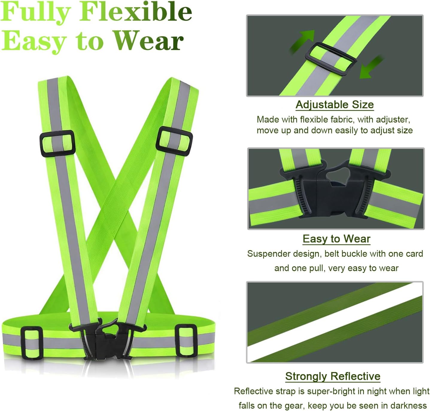 Reflective Vest - High Visibility Running Gear for Cycling, Jogging & Walking | Adjustable Fit for All