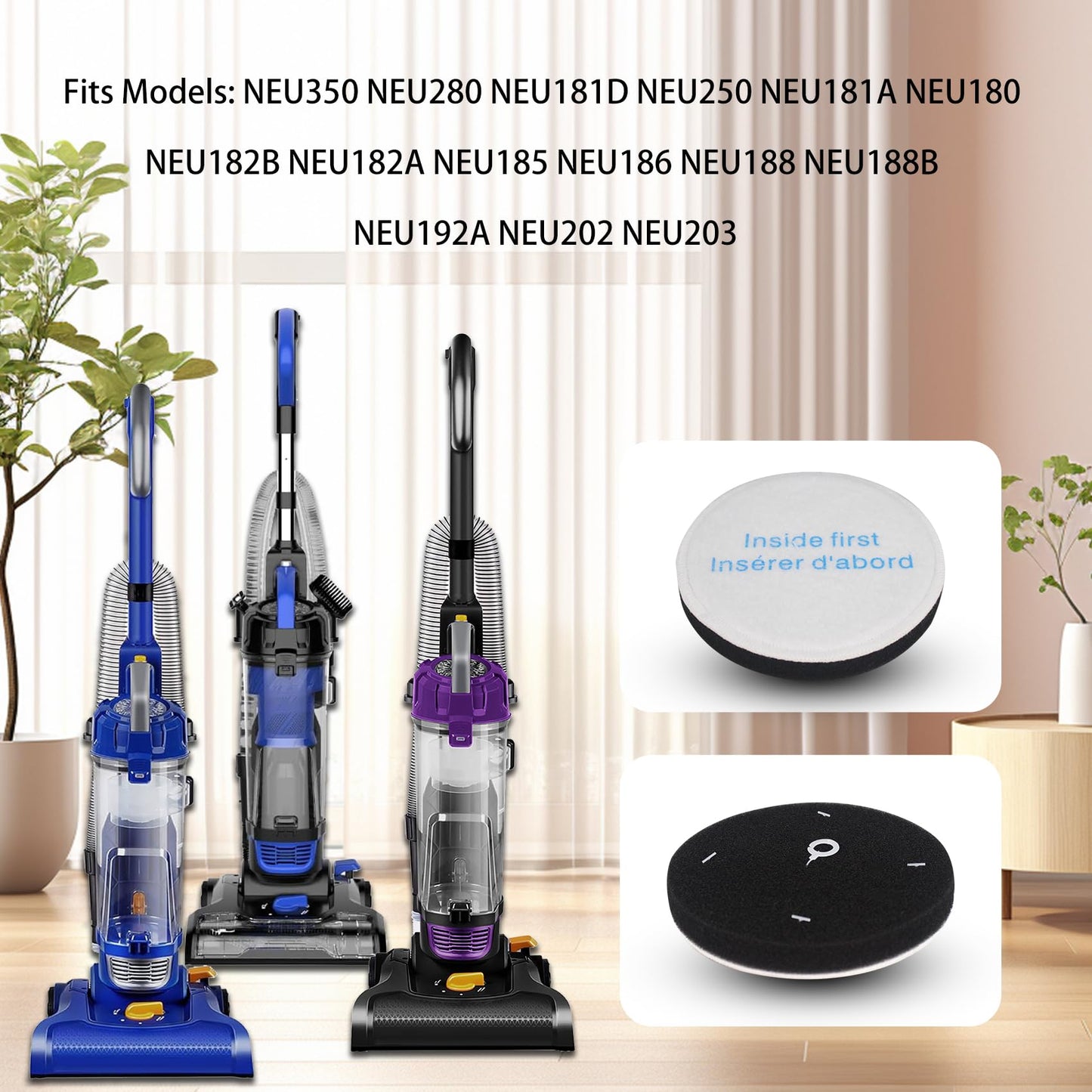 Replacement Filter Compatible with Eureka MaxSwivel Pro NEU350 Upright Vacuum (4 Pack)