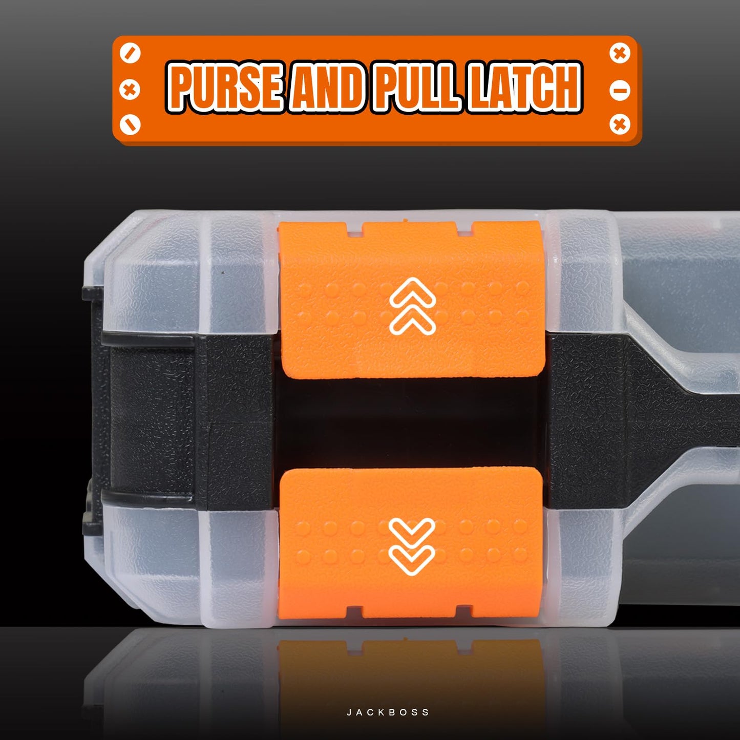 Tool Box with Transparent Lid, Double Side 34-Compartments Organizer Box with Removable Dividers for Hardware, Screws, Bolts, Nails, Beads, Jewelry and Fishing Accessories, Orange, 2 Packs