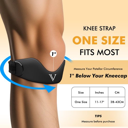 JHVW Silicone Patellar Tendon Support Strap 2-Pack, Knee Brace for Women Men, Adjustable Non-Slip Patella Band Support (Black)