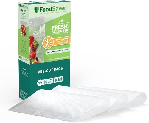 FoodSaver Quart Vacuum Seal Bags - Easy Use Pre-Cut Storage Bags | 19 Pack for Convenient Sealing