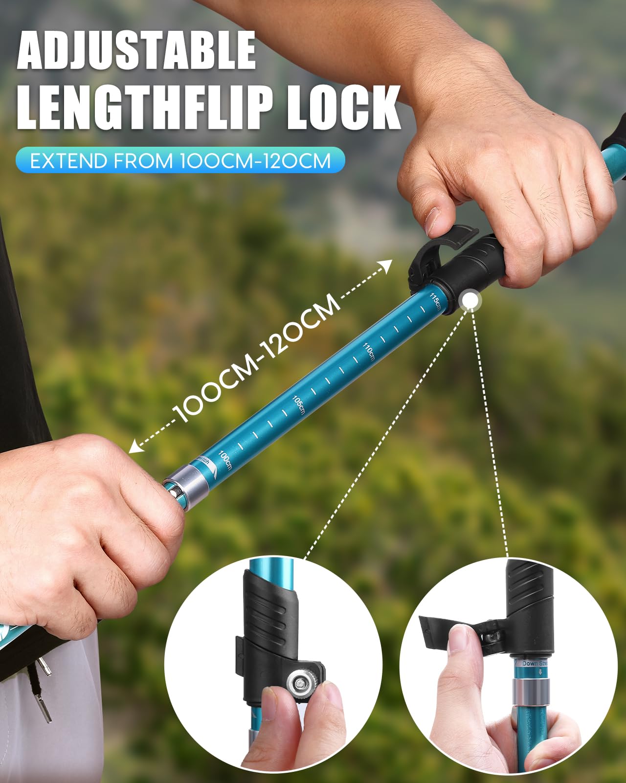 Covacure Hiking Poles Collapsible Trekking Poles - Aluminum Alloy 7075 Walking Sticks with Telescopic & Foldable Tri-fold Design Hiking Gear for Women Men, Camping, Climbing