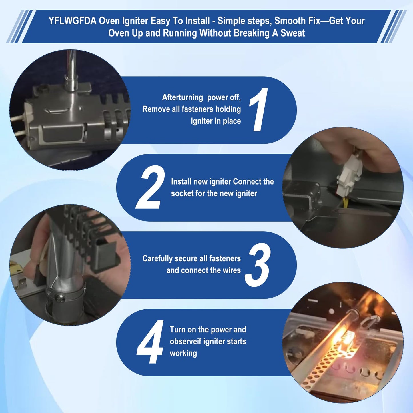 DG94-00520A Oven Igniter for Gas Stove,Oven Igniter for Sam-sung NX58H5600SS Nx58h9500WS,for G-E Whirl-pool Hot-point Sam-sung Gas Oven Igniter,Replace 2692271 AP5577941 WB13K21 Norton 501a W10918546.