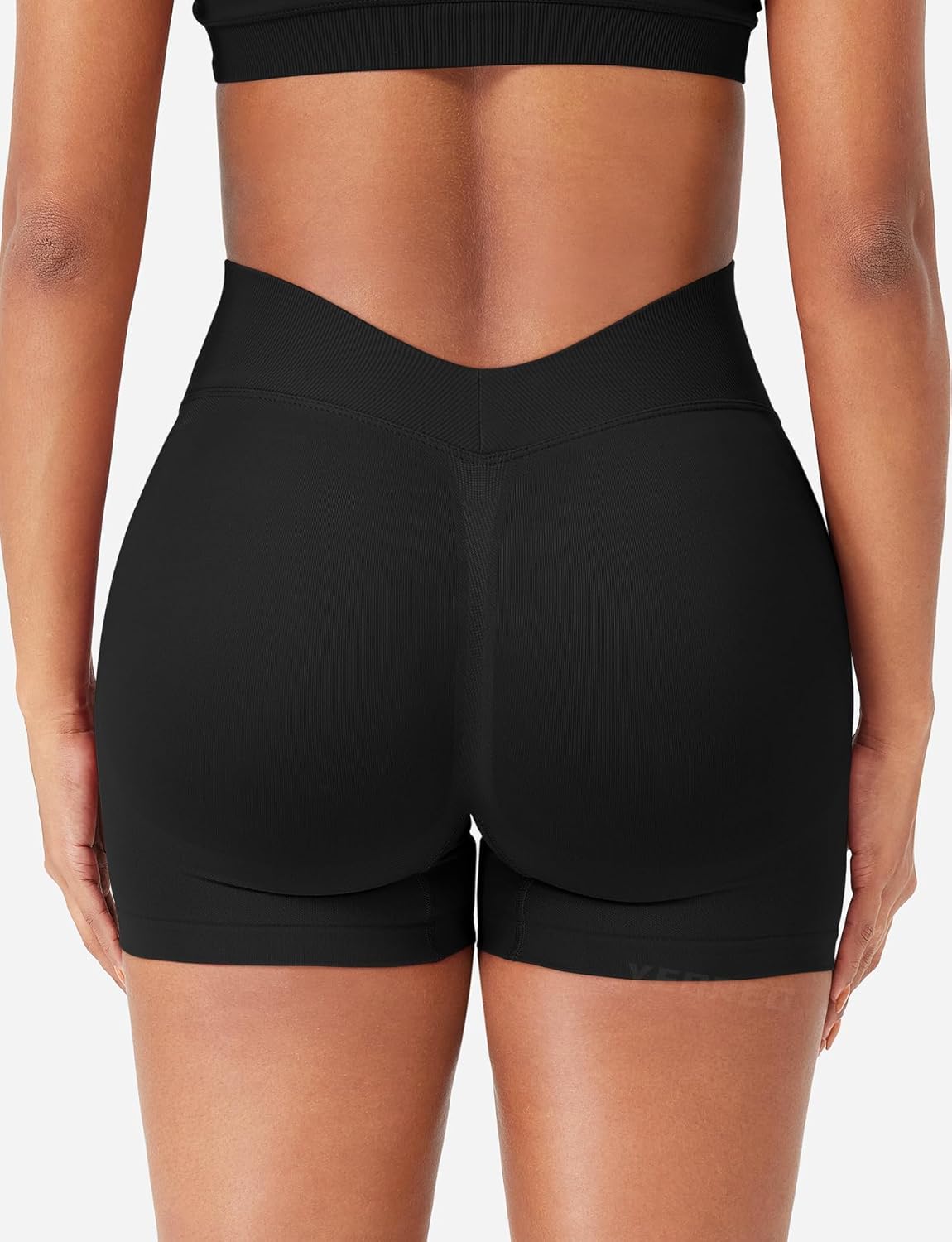 YEOREO SoftHue Women's Workout Shorts - High Waisted Tummy Control | 3.6" Hidden Scrunch V Back Biker Shorts