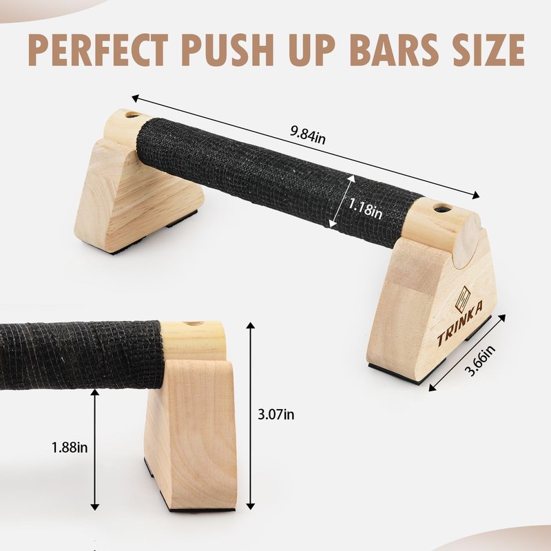 Wooden Parallettes Push Up Bars, 2 PCS Wood Calisthenics Bars with Non-Slip Base, 25CM Pushup Handles for Home Fitness, Workout Equipment for Men and Women Strength Training