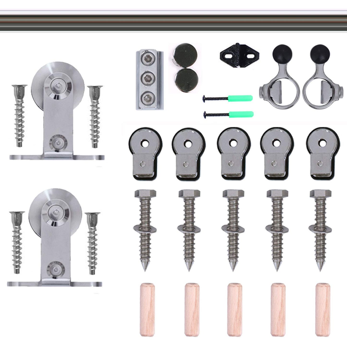 CCJH 6.6FT/79'' Stainless Steel Sliding Track Barn Door Hardware Kit for Single Door Heavy Duty