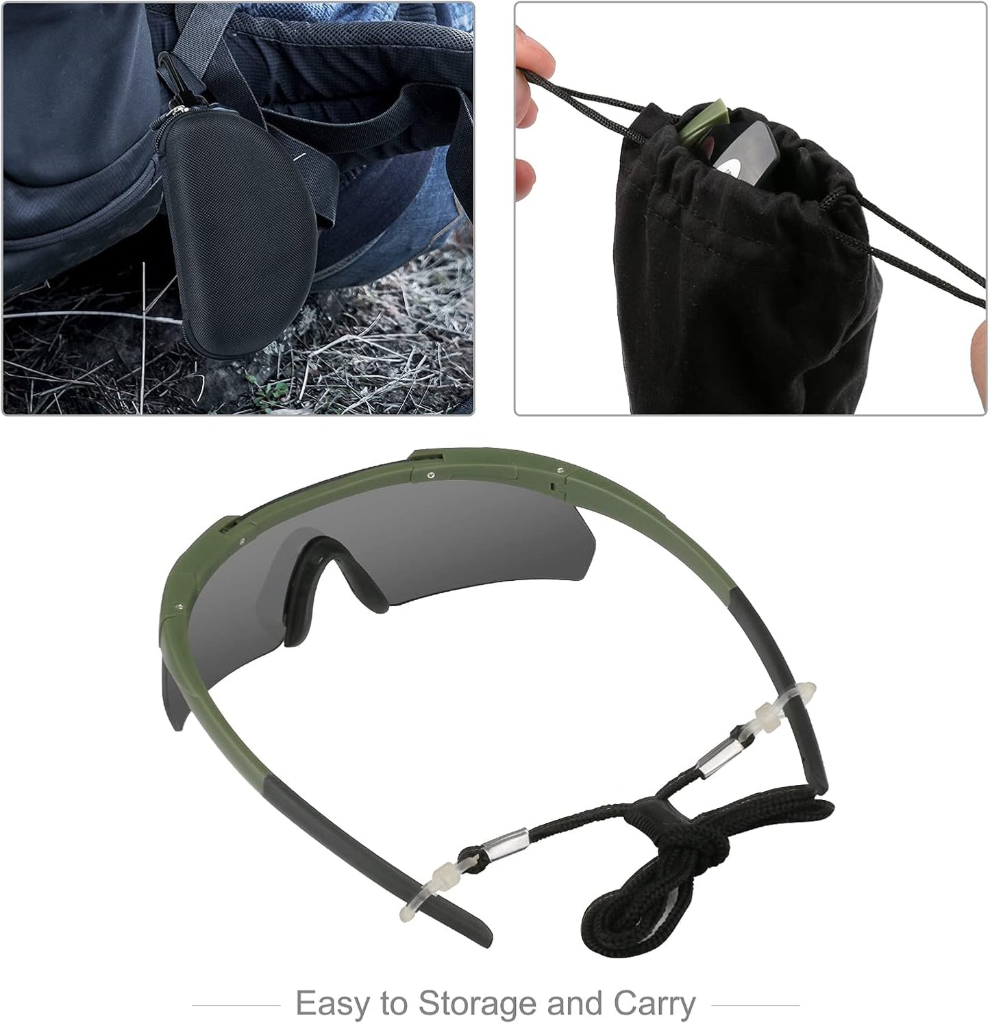 Xaegistac Tactical Shooting Glasses - High Impact Eye Protection with 3 Interchangeable Lenses