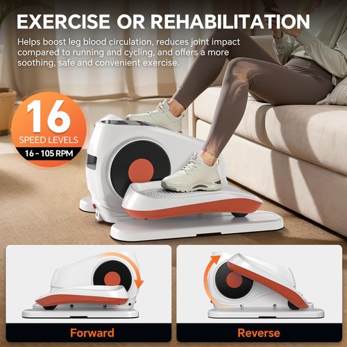 Under Desk Elliptical Machine with Remote Control, 16 Adjustable Speed Electric Exerciser Pro As Seen On TV for Senior, Portable Quiet Seated Pedal Exerciser