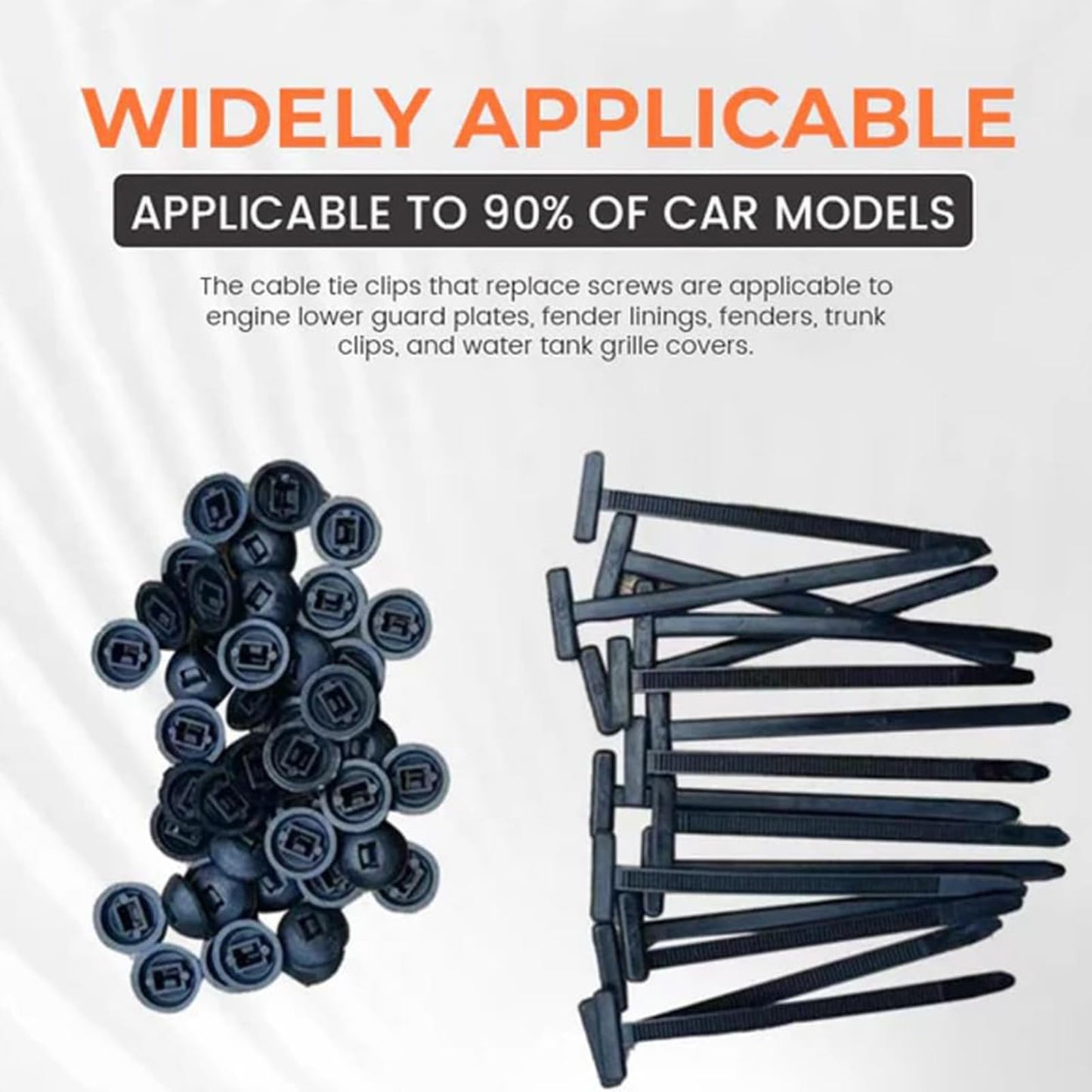 100pcs Nylon Universal Cable Tie Buckle – Heavy Duty Self-Locking Zip Ties Holder with Pin & Button Design, Plastic Cable Ties Tool Fasteners Car Body, UV Resistant Zipties for Car Daily Repair