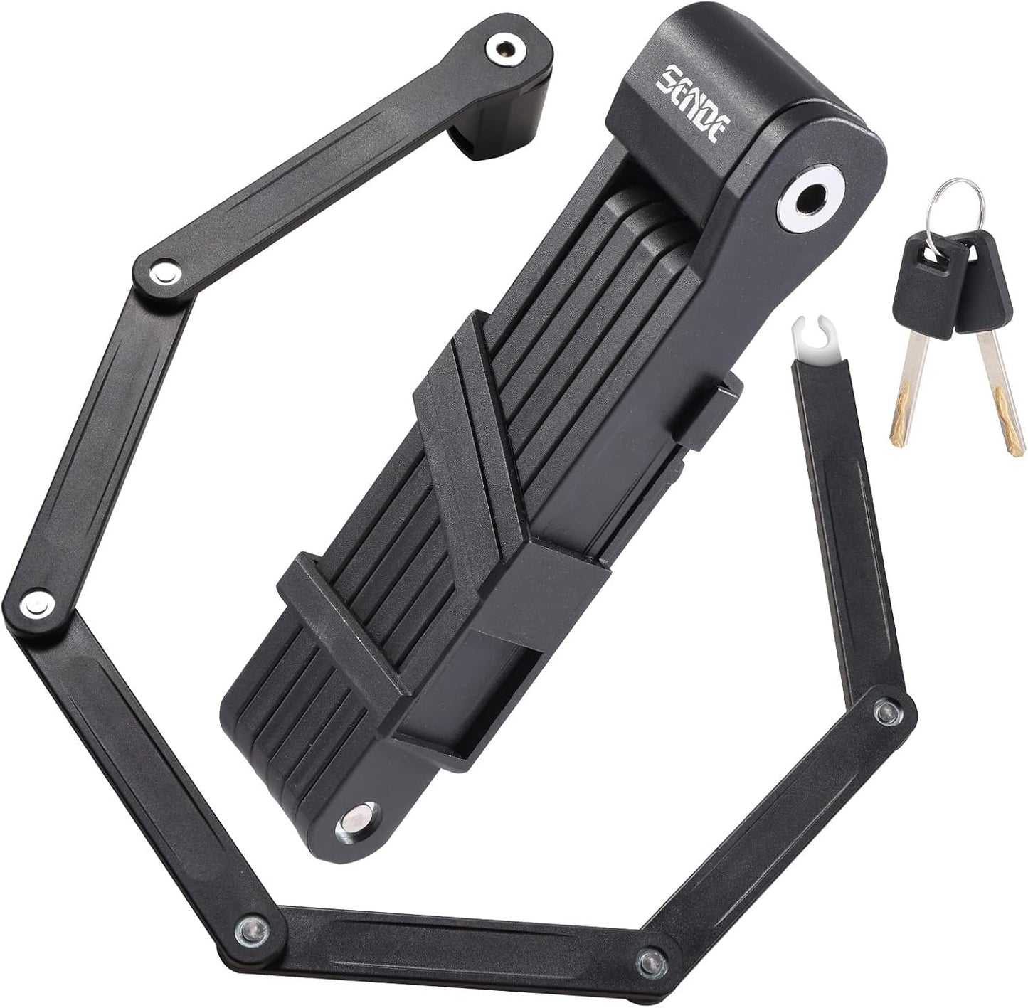 Skiennix Folding Bike Lock - Heavy Duty Anti-Theft Alloy Steel with Mounting Bracket | 30-Inch Length, 2 Keys
