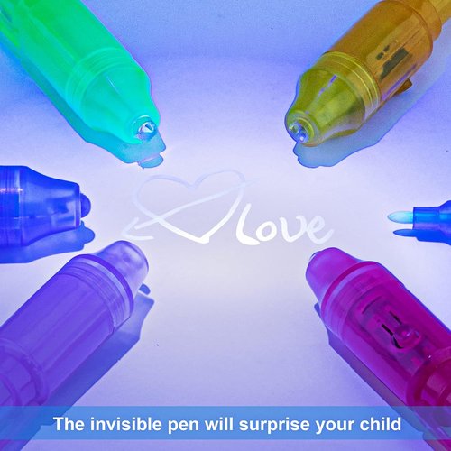 Invisible Spy Ink Pen Set - 5 Pack with UV Light | Fun Party Favors for Kids 8-12, Perfect for Stocking Stuffers