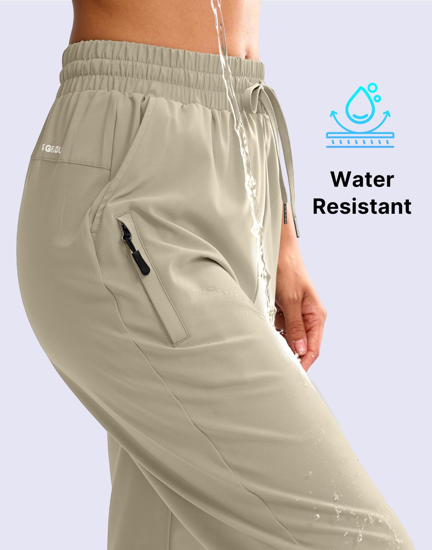 G Gradual Women's 15" Long Shorts Below The Knee Capri Lightweight Quick Dry Hiking Cargo Shorts for Women with 3 Pockets(Khaki,L)