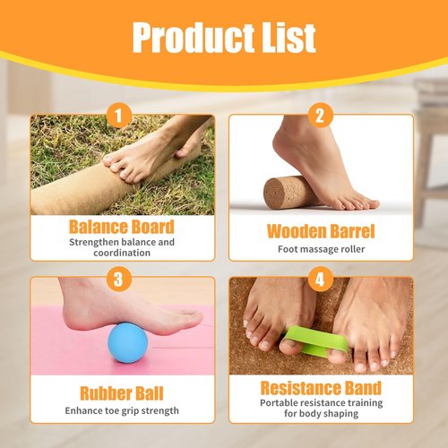 Balance Board, Balance Trainer, Premium Cork Balancing Board & Foot Strengthener for Enhanced Foot Function, Balance Stability, Improve Mobility & Prevent Falls (1 Set)