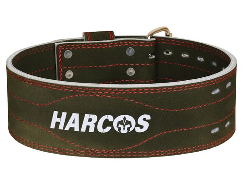 Harcos Genuine Leather Unbreakble, non tearable Gym Belt for Men & Women Workout Deadlift Belt for Gym Suede Powerlifting Weight Lifting for Heavy Workout gym belt | Professional Heavy Weight Lifting Original Leather (Olive-Green, Small)