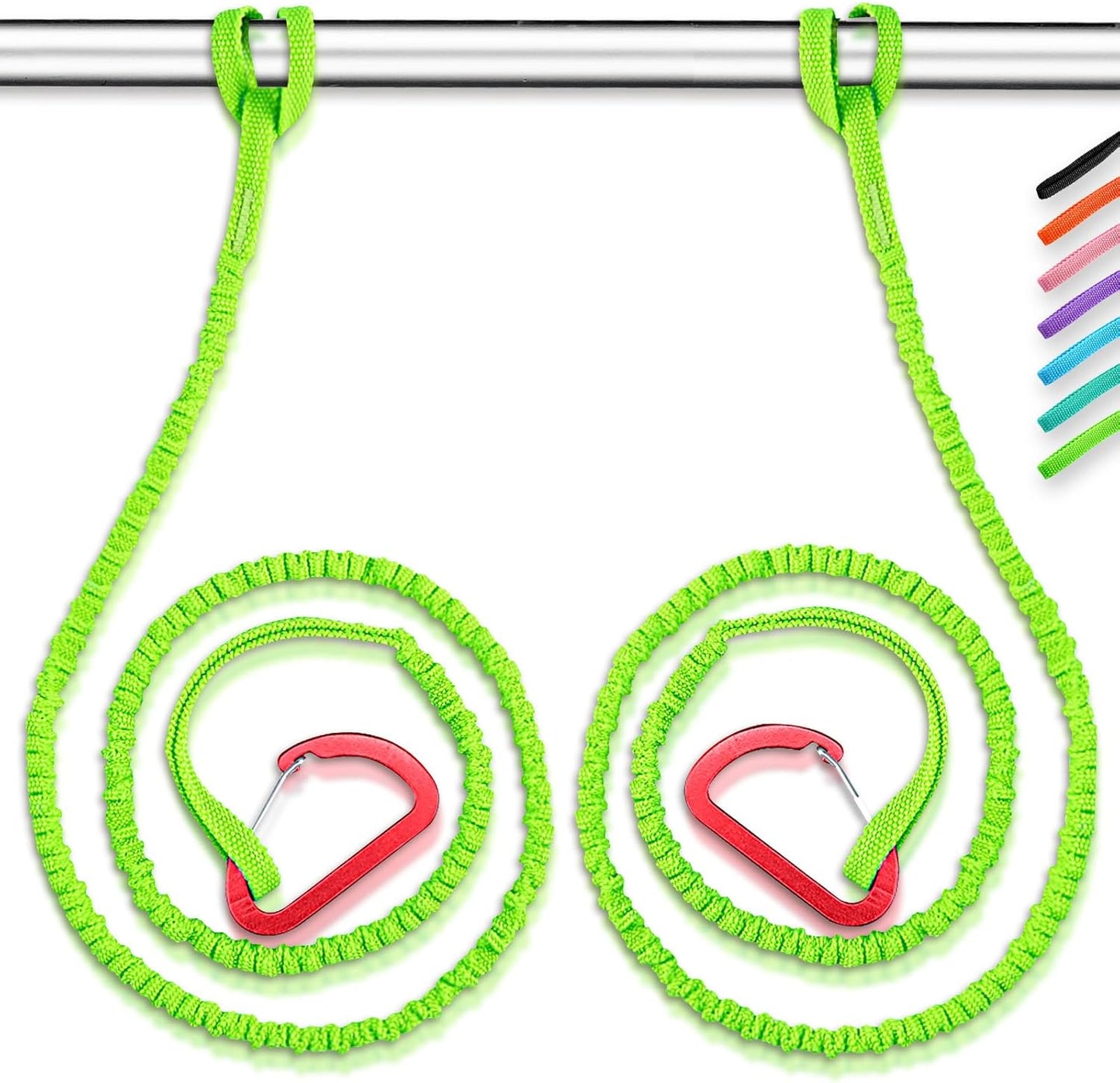OCEANBROAD Kayak Paddle Leash - Stretchable Bungee Strap with D-Ring for SUP & Canoeing | 5-7 Feet, Lawn Green