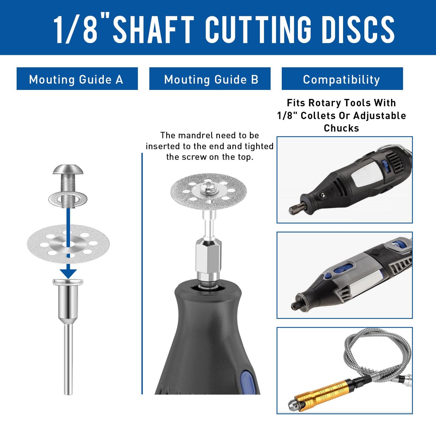 20pcs 545 Diamond Cutting Wheel Cut Off Discs Coated (22mm) for Dremel Rotary Tool with 402 Mandrel (3mm) 4pcs and Screwdriver for Cutting Glass, Stone, Ceramic, Marble, Tile, Plastic