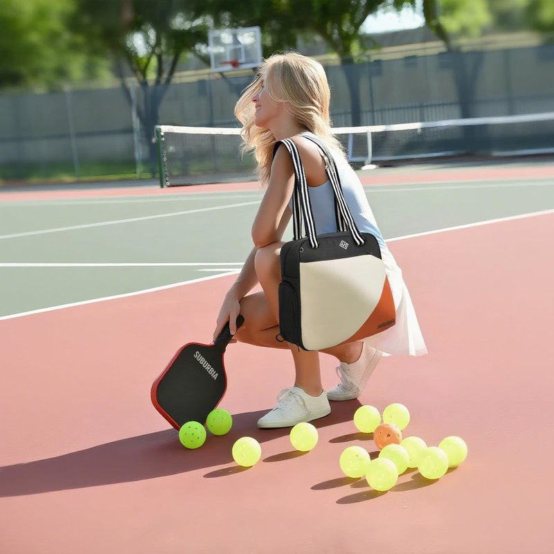 Pickleball Bag for Women Men Large Tennis Backpack for Pickleball, Tennis, Racketball, and Travel Sling Bag with Shoe Compartment and Fence Hook External Ball B-ag and Adjustable Shoulder Strap
