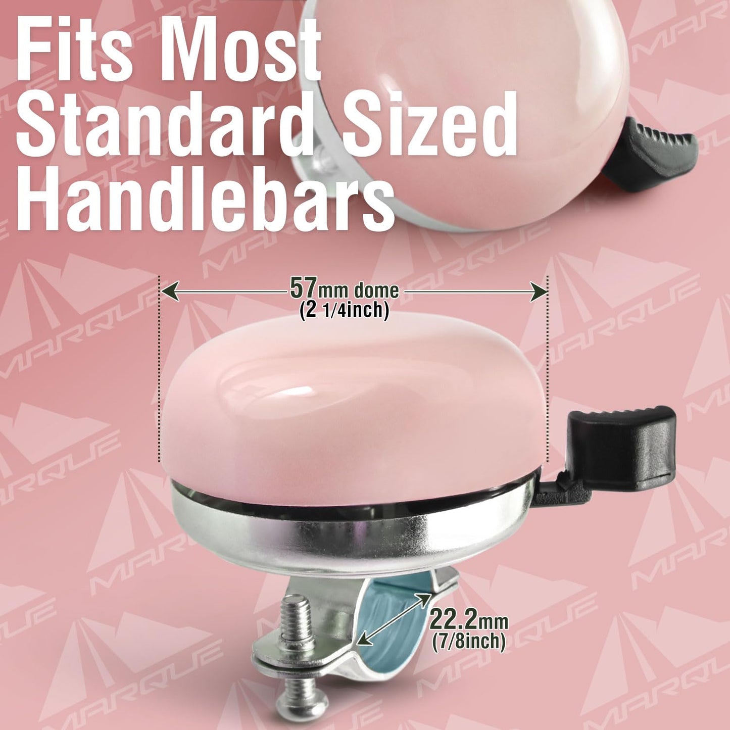 MARQUE Beach Cruiser Bike Bell – Classic Bicycle Bell Design for Adults and Kids with Traditional Ring Sound (Pink)