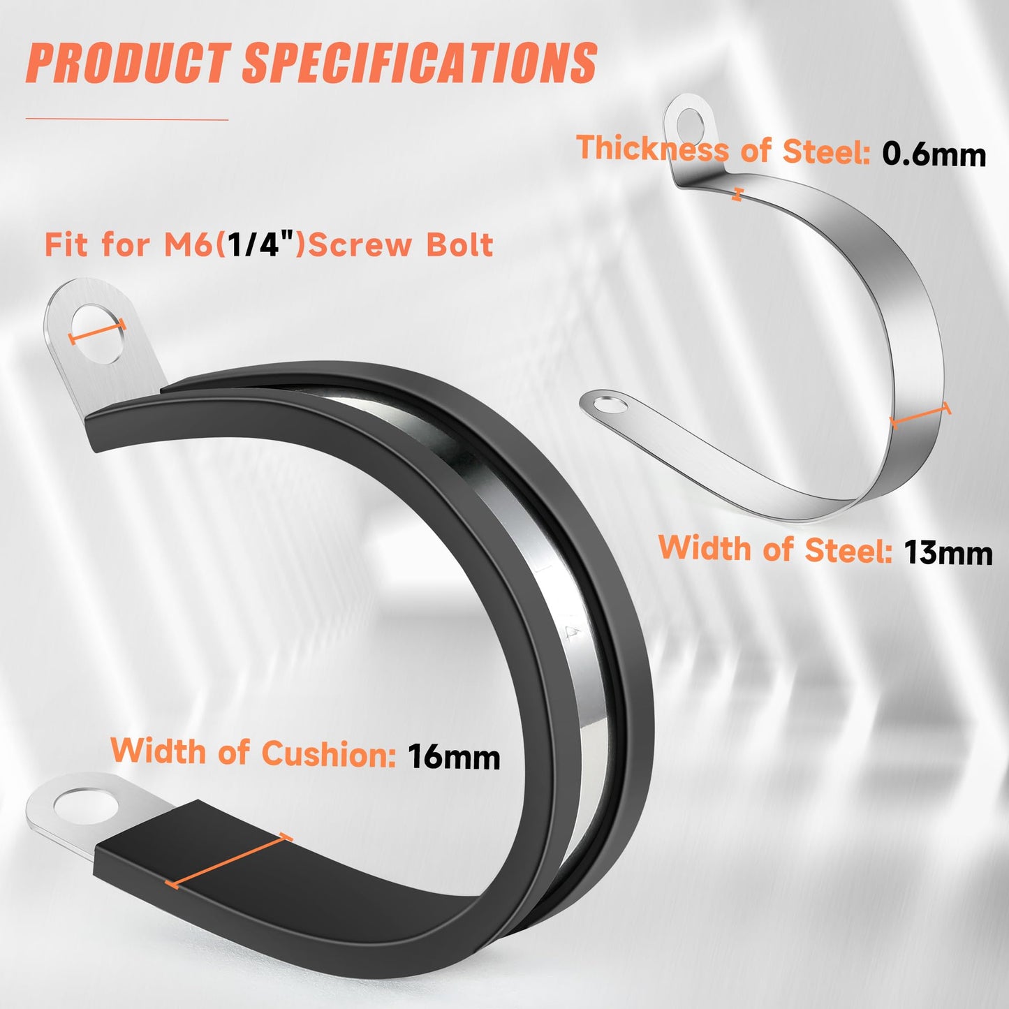 WYSIWYKA 220PCS Cable Clamps Assortment Kit 10 Sizes,304 Stainless Steel Rubber Cushion Pipe Clamps 1/4" 5/16" 3/8" 1/2" 5/8" 3/4" 1" 1-1/4" 1-1/2" 1-3/4" Metal Wire Clamps(With two kinds of screws)