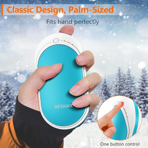 BESKAR Rechargeable Hand Warmer - 5200mAh Electric Heater with Double-Sided Heating | Portable for Outdoor Use