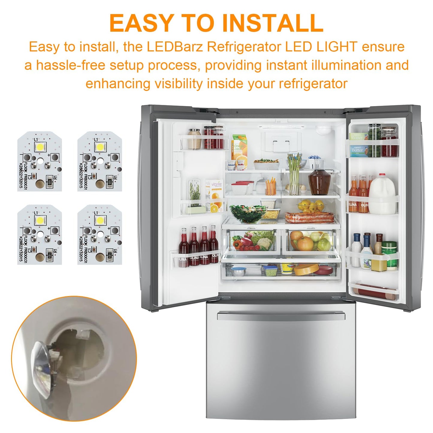 WR55X11132 Refrigerator LED Light for GE Refrigerator LED Light Assembly Replacement WR55X25754 3033142 AP5646375 PS4704284, No-Include Plastic Cover, Waterproof (4 Pack)