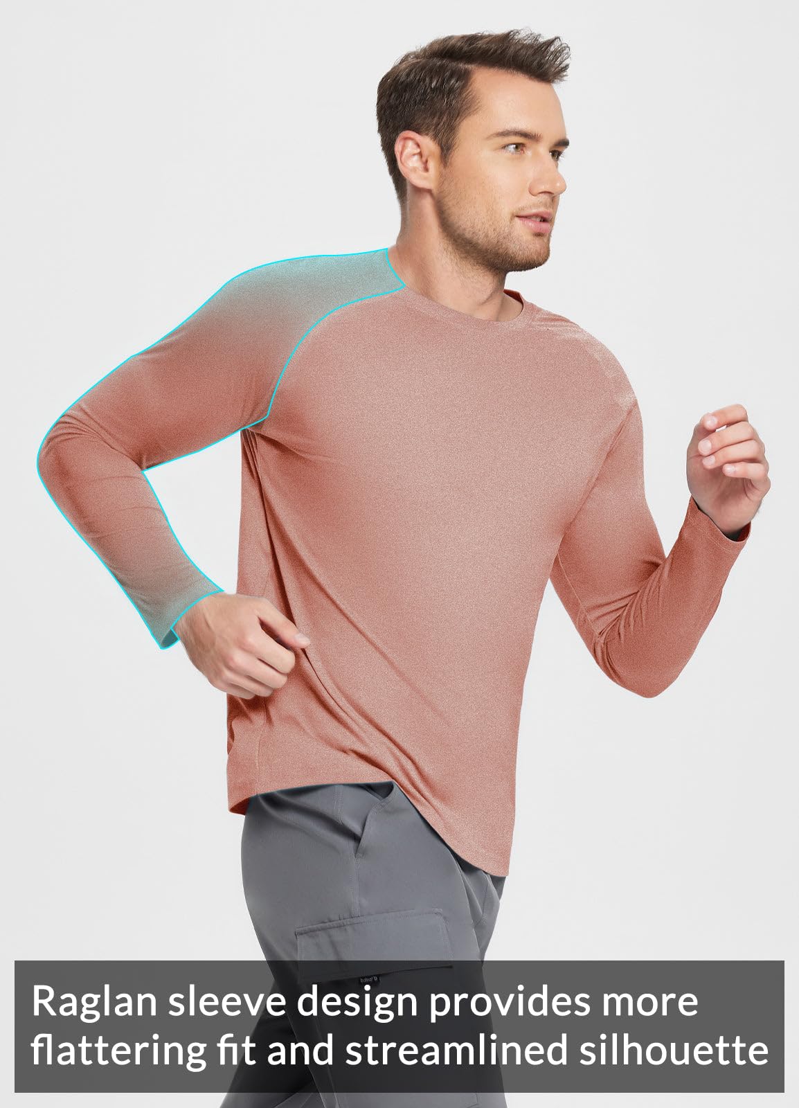 baleaf Men's Long Sleeve Running Shirts Workout Tops Quick Dry SPF Rash Guard Lightweight Hiking Sun Protection t Shirt Orange Red 2XL