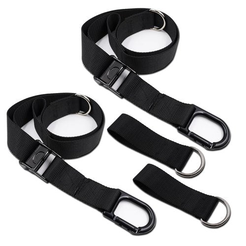 Adjustable Squat Bar Extension Straps – High - Strength Tear - Resistant Fitness Straps Compatible with Home Gym Cable Machines Ideal for Squats & Leg Workouts Secure Metal Buckles Easy Installation