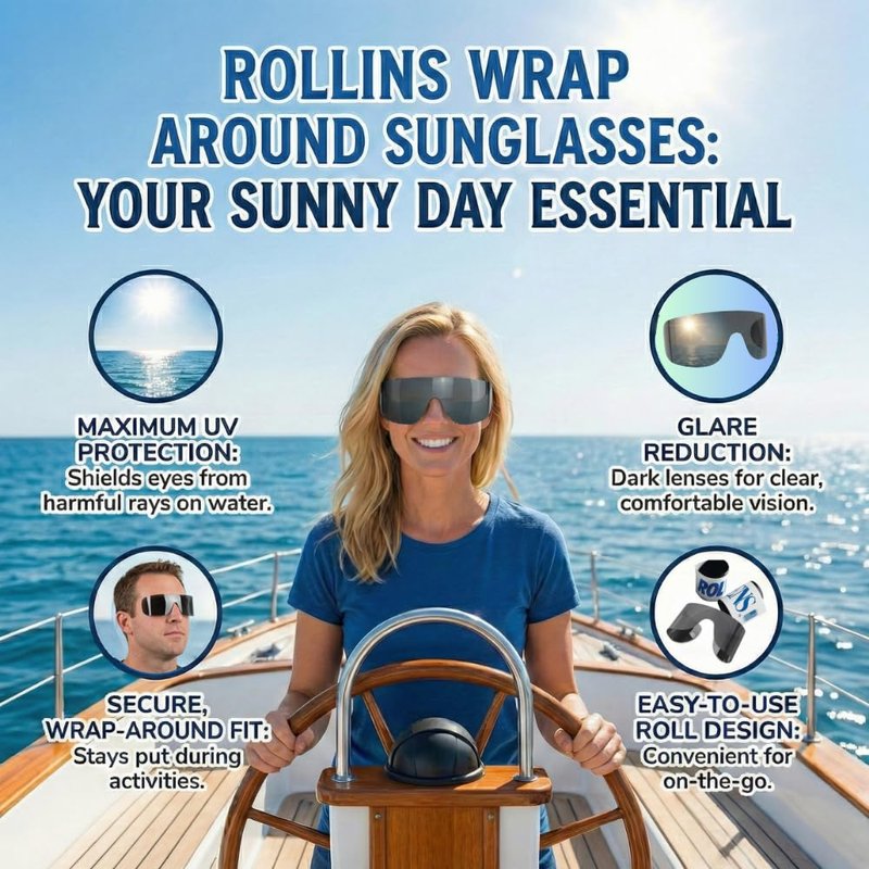 Rollens Roll Up Wrap-Around Sunglasses w/100% UV Protection, Disposable (16 Count) - Made in the USA