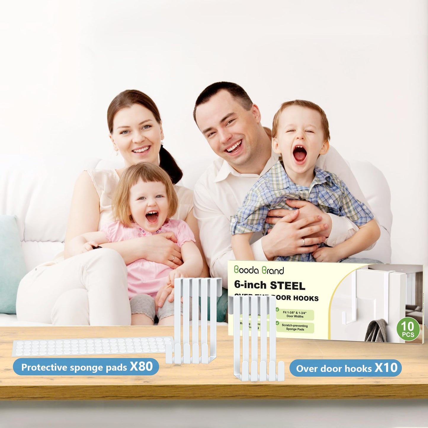 Updated 6" Over The Door Hooks (10 PCS) Fit Almost All Doors up to 1-3/4", Widen Metal Door Hanger for Hanging Towels, Clothes, Bags on Interior Door of Bathroom/Closet/Bedroom/Pantry and Front Door