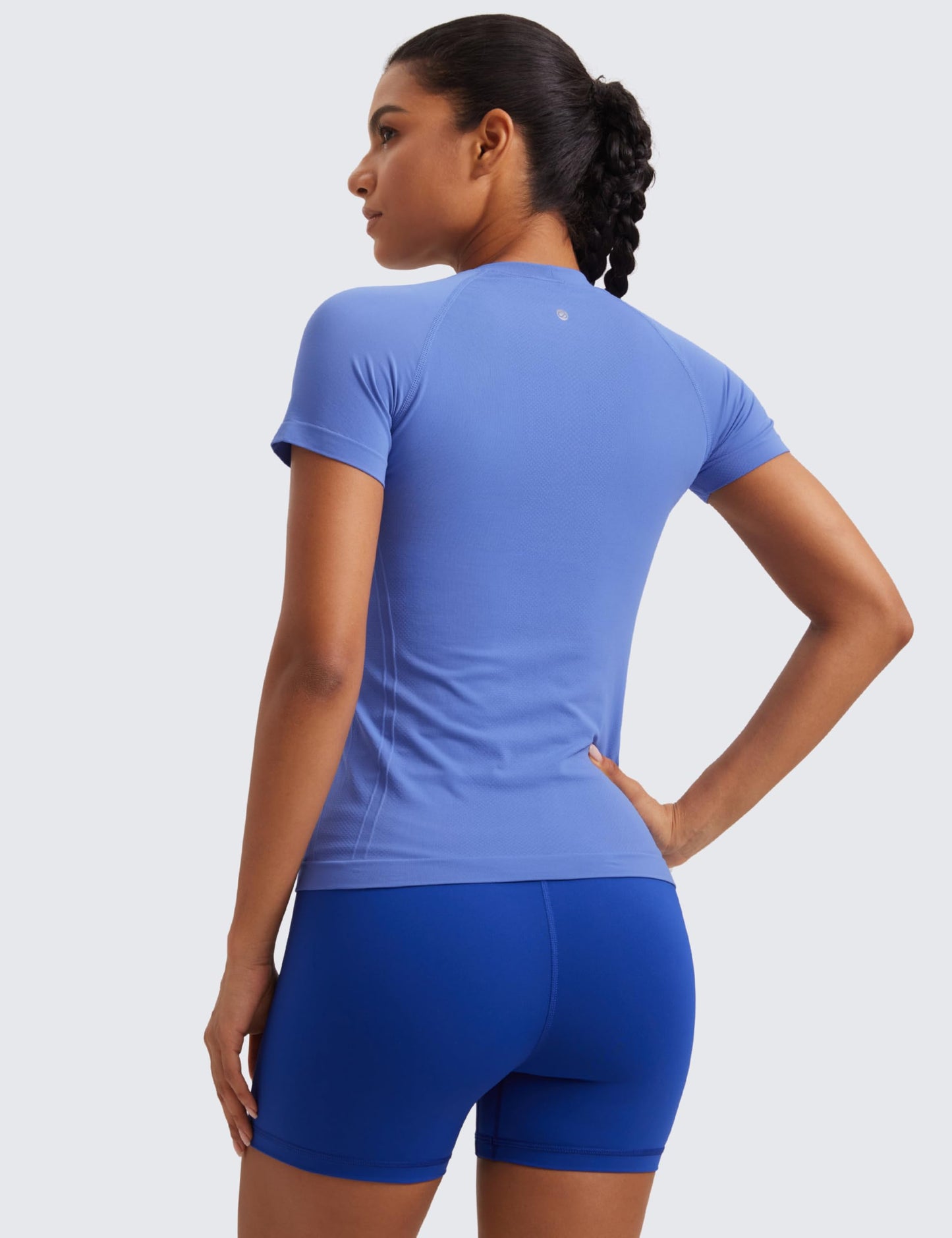 CRZ YOGA Seamless T-Shirt Hip Length Wild Indigo Medium