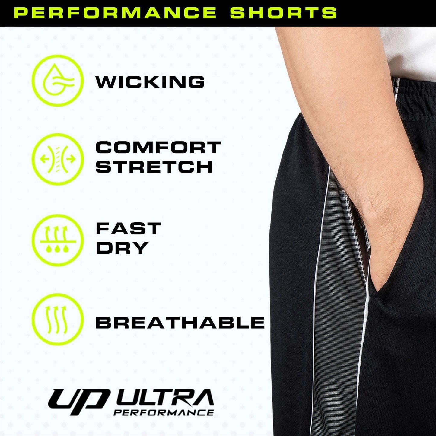 Ultra Performance Men's Athletic Gym Shorts - 5 Pack for Basketball Workouts | Sizes S-5X