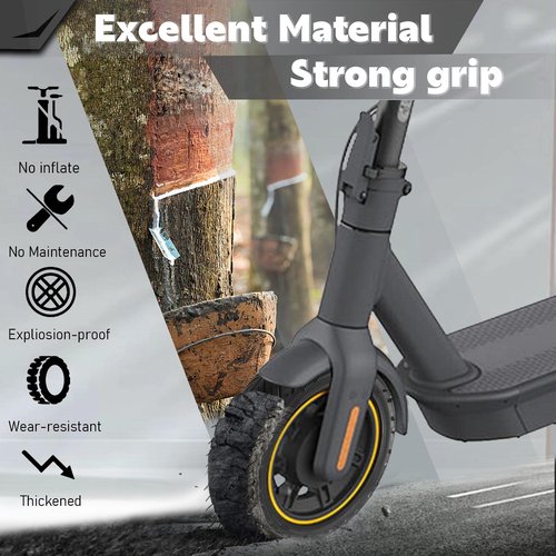 Felixstory 10 Inch Scooter Tire, 10x2.5 60/70-6.5 Solid Rubber Tire Fit for Ninebot Max G30P G30LP G2~Gotrax G4 G5 G6 GMAX Ultra~Hiboy Max 3 Scooter, Anti‑Explosion Solid Hole Tyre